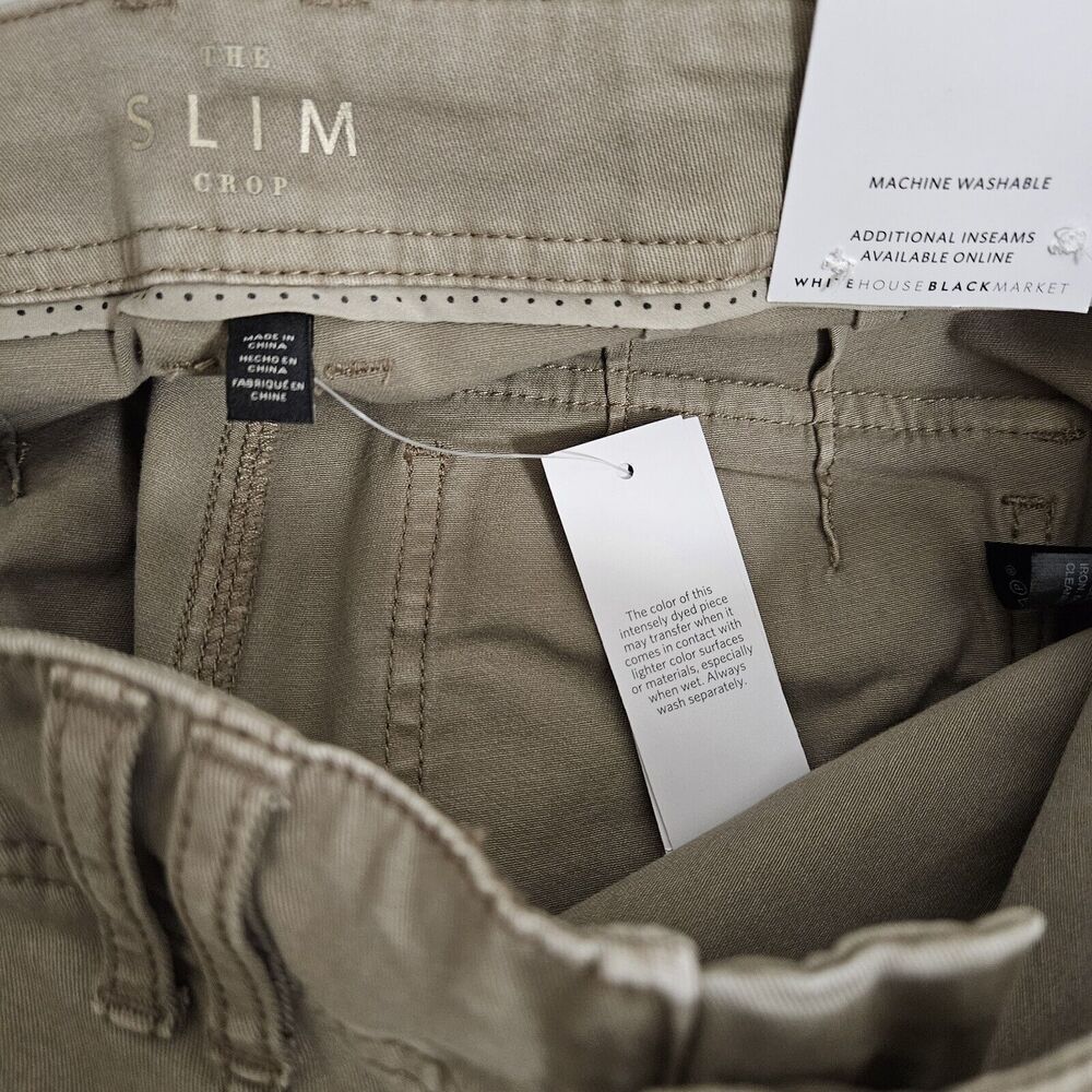 NWT White House Black Market Khaki Ankle Zip Mid Rise Utility Slim Crop Size 2 - Picture 6 of 6